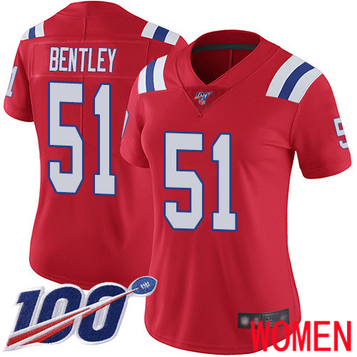 New England Patriots Football 51 100th Limited Red Women Ja Whaun Bentley Alternate NFL Jersey
